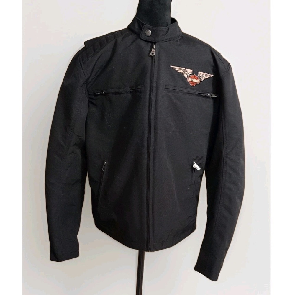 Harley Davidson Jacket Mens Med Black HDMC Riding Motorcycle Biker Flannel Lined - Picture 3 of 8